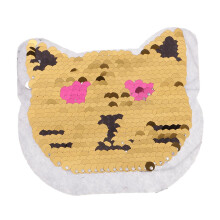 Reversible Sequins Cartoon Cat Patch Badge Iron on Applique DIY Craft