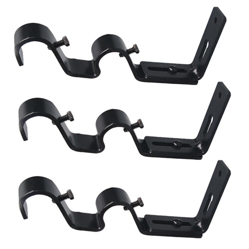 Extendable Adjustable Curtain Rod Pole Wall Bracket Holder Support Bla 2