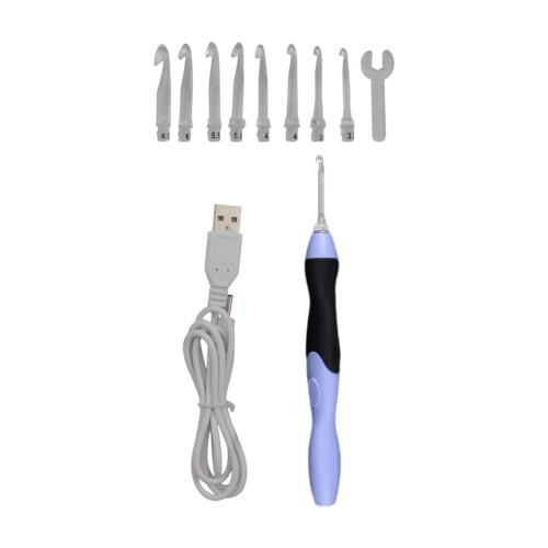 9Pcs Lighted Crochet Hooks Set Knitting Tools USB Rechargeable with Ca 2