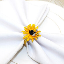 6 Stück Serviettenringe, Sonnenblumen-Serviettenringe Aus Metall, Halter für Herbst-Serviettenringe für Abendessen, Hochzeit, Weihnachten,