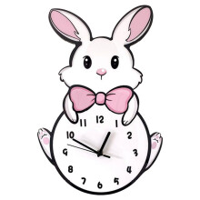 Orologio da Parete per Bambini Alimentato Batteria, Orologio Parete con Gatto Silenzioso e Senza Ticchettio, Orologio da Parete Analogico Carino Rosa