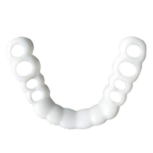 1Pair Silicone Upper/Lower False Teeth Dental Veneers Dentures Fake To 2
