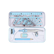 Math Geometry Kit 8Pcs Student Supplies Protractor for Drawings blue