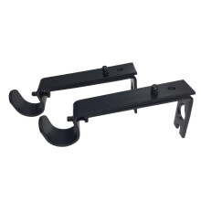 2 Pieces Adjustable Metal Curtain Pole Rod Wall Bracket Hook Holder Bl