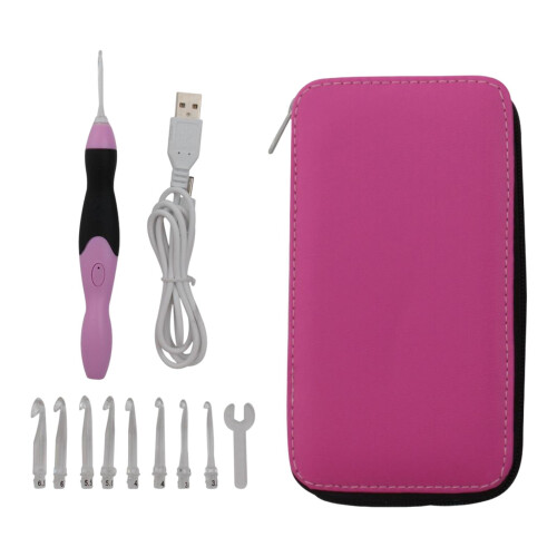 9Pcs Lighted Crochet Hooks Set Knitting Tools USB Rechargeable with Ca