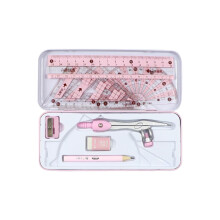 Math Geometry Kit 8Pcs Student Supplies Protractor for Drawings pink