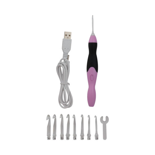 9Pcs Lighted Crochet Hooks Set Knitting Tools USB Rechargeable with Ca 2