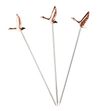 3PCS Stainless Steel Cocktail Picks Martini Fruit Stick for Party Rose