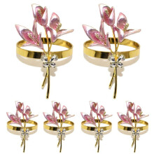 6st Guld Lily Servettringar Metall Servettringhållare för Bröllopsfest Semesterbankett Julmiddag, B