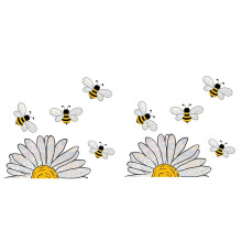 Cute Bee Style Glass Sticker, Bee Window Decal - Stained Glass Window Sticker, Glass Window Sunflower Window Decal
