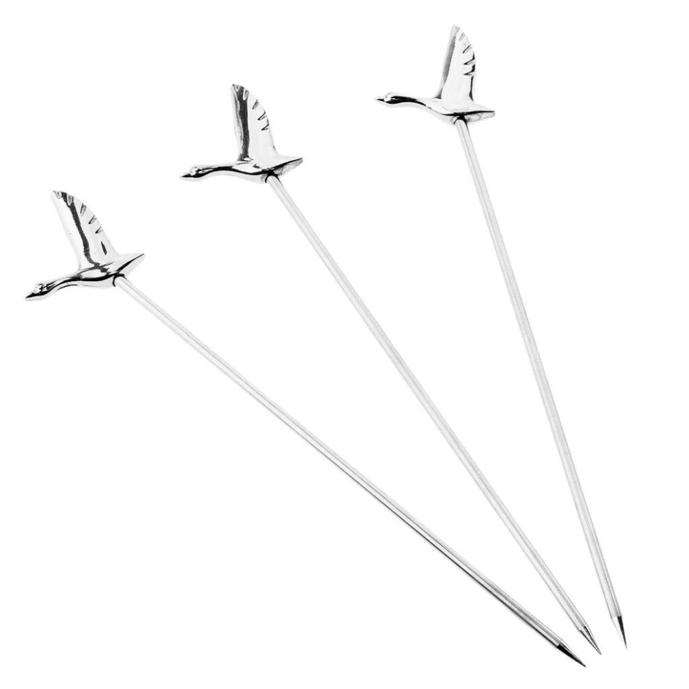 3Pcs Stainless Steel Cocktail Picks Martini Fruit Stick For Party Silv 6902696612038