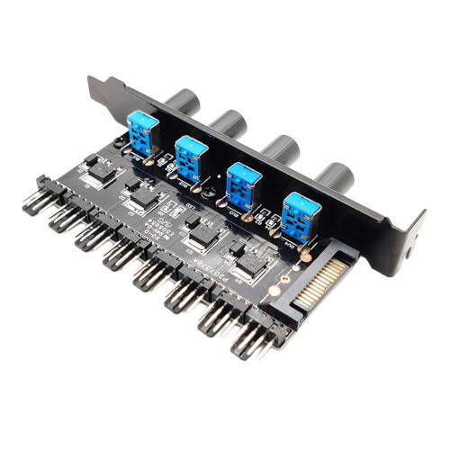12V Computer PC Case Cooling Fan Hub Regulator 4Pin 3Pin Speed Control