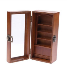 Handmade Miniature Wooden Bookshelf Figurine Statue Wooden Desktop Ornament Home Table Bookshelf