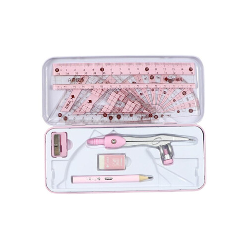 Math Geometry Kit 8Pcs Student Supplies Protractor for Drawings  pink 1