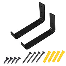 2x Shelf Bracket Rustic Metal with Screw Wall Mounted Heavy Duty 25cm