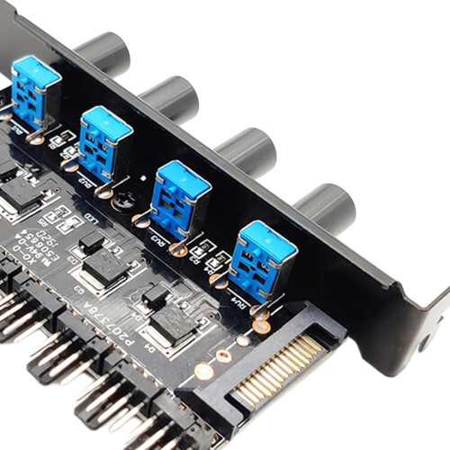 12V Computer PC Case Cooling Fan Hub Regulator 4Pin 3Pin Speed Control 2