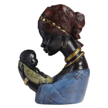 Home Decor,African Art Sculpture,African Decor, Woman and Son Statue, Perfect for Living Room Tabletop Decoration Red