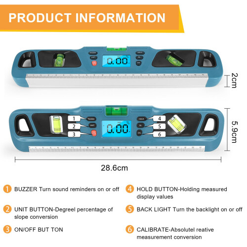 11 Inch Electronic Level Inclinometer with Magnets for Construction  B 1