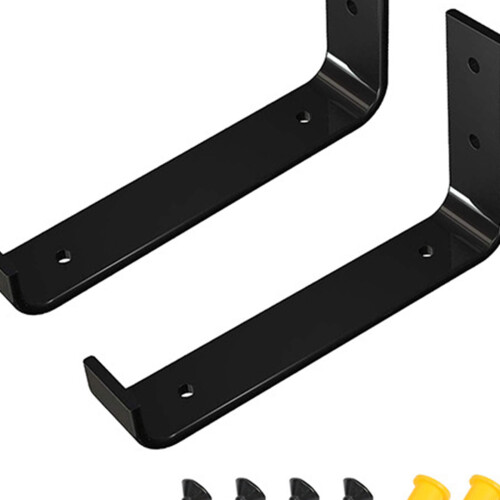 2x Shelf Bracket Rustic Metal with Screw Wall Mounted Heavy Duty 25cm 2