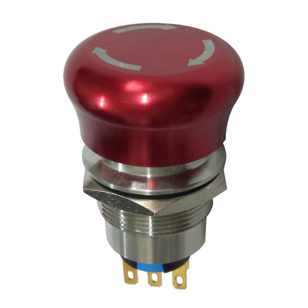 Ac 220V 5A 19Mm Red Mushroom Cap Emergency Stop Push Button Switch 2No 6902696620460