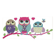 Pre-printed Cartoon Three Owls Cross Stitch Kit Needlecrafts 37x19cm 1
