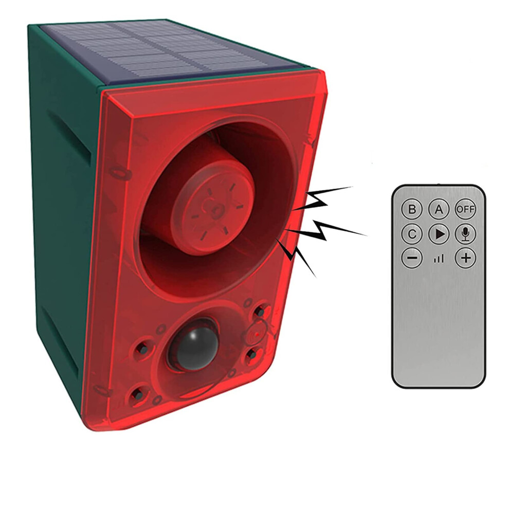 Solar Motion Sensor Alarm With 130Db Sound, Strobe Light, Voice Recording For Farm Yard Barn 1Pcs 9169991136967
