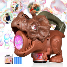Dinosaur Bubble Machine with Lights for Kids, Coffee Triceratops Automatic Bubble Maker for Outdoor Parties