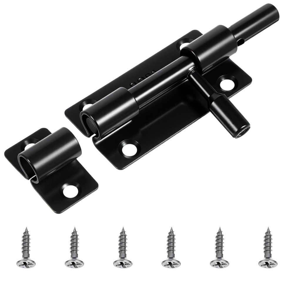 Stainless Steel Gate Latch 304 Heavy Duty Barrel Bolt Lock With Padlock Hole Black Rustproof 9169991137032