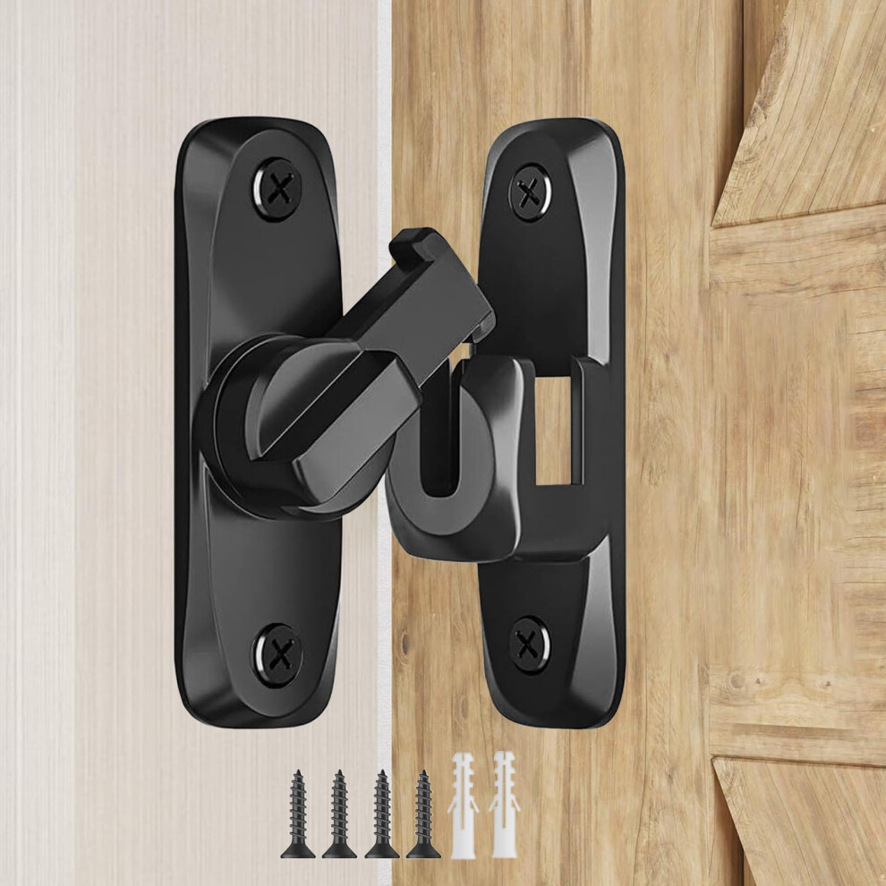 Barn Door Lock 90/180 Degree Zinc Alloy Gate Latch With Safe Ushaped Cut For Sliding Doors Black 9092120873504