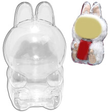 Clear Acrylic Display Case for LABUBU Cola Sitting Dolls, Dustproof Protective Box with Strap