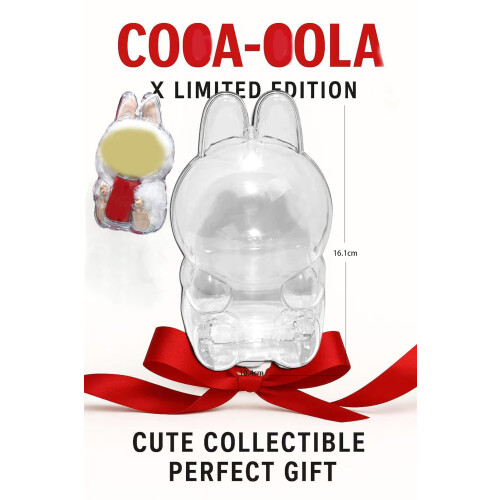Clear Acrylic Display Case for LABUBU Cola Sitting Dolls, Dustproof Protective Box with Strap 2