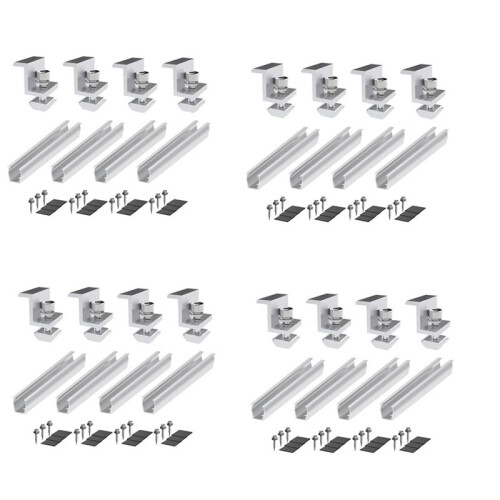 16X Solar Panel Mount Bracket Photovoltaic Panel Rail Solar Panel Mount Fastening Module with Mid