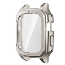 Case with Tempered Glass Screen Protector, Titanium Colored Bumper Frame for Apple Watch Ultra 1 2 49mm