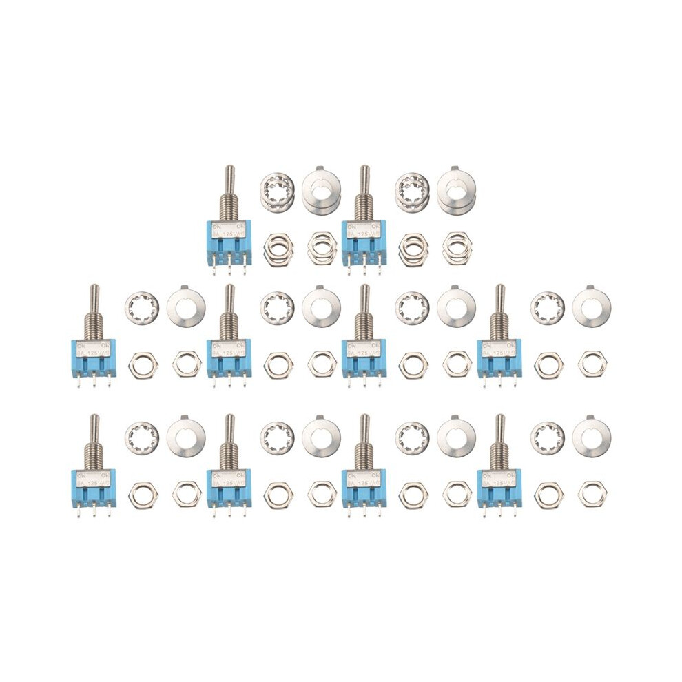 10Pcs Spdt Toggle 3-Pin 2 Position / Miniature Toggle 6A 125V Ac Toggle Mts-102 4712530379124