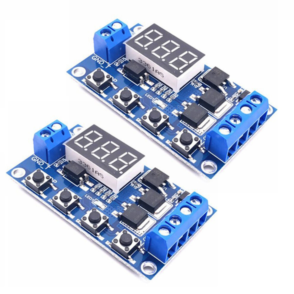 2Pcs Dc12-24V Dual Mos Digital Delay Relay Trigger Cycle Timer Delay Circuit Board Timing Control Module 4711446850918
