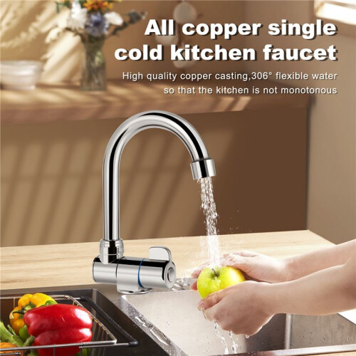 Rotation Copper Basin Faucet Cold Deck Kitchen Folding Caravan Bathroom Tap for Marine Boat Deck 2