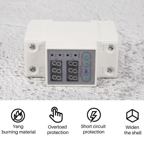 Din Rail Dual Display Adjustable over Voltage Current and Under Voltage Protective Device Protector Relay 40A 220V 230V 1