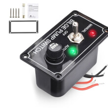 12V Fused Marine Bilge Pump  Panel with LED Indicator Light Manual/Off/Auto 3-Way Toggle