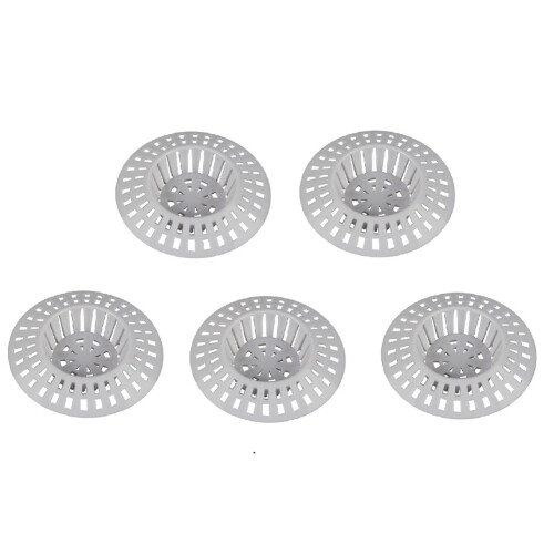 5Pcs Hair Filter Spacer Washbasin Anti Blocking White Plastic Grid Drain Hole Filter White