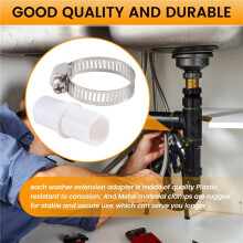 2 Pieces Washing Machine Drain Hose Connectors Washer Extension Adapter with 4 Pieces Drain Hose Clamps