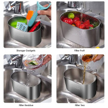 Panier de Vidange D'éVier de Cuisine en Acier Inoxydable 304, éVier à Vaisselle, Support de Filtre à Eau pour Ordures Suspendu, Support de Filtre