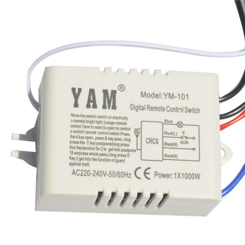 Wireless /OFF 1 Way 220V Lamp Remote Control  Receiver Transmitter Controller Lamp Home Replacements Parts