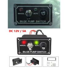 12V Fused Marine Bilge Pump  Panel with LED Indicator Light Manual/Off/Auto 3-Way Toggle