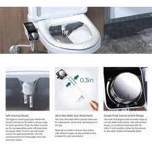Bidet Attachment Ultra-Slim Toilet Double Nozzle Spiral Adjustable Water Pressure Non-Electric Ass Sprayer with Hose,B