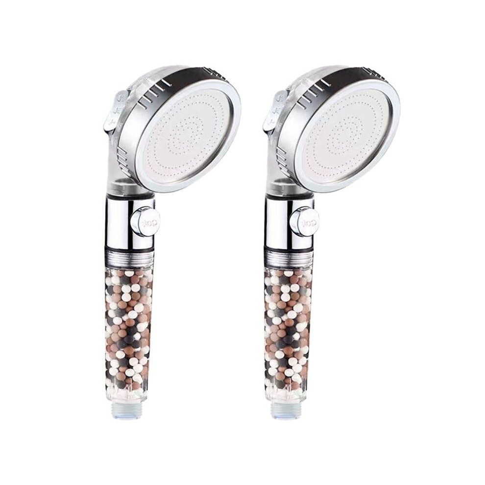 2Pcs Shower With Beads Filter Pressure Boosting Shower Spray With 3 Modes Water Saving Bathing For Home 4713304916835