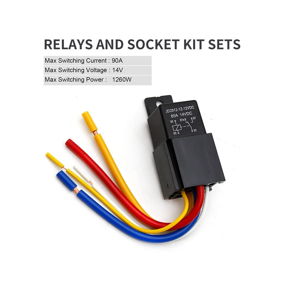 Car Relay With Harness, 5Pin 80A Relay /Off Normally Open Spdt Relay Socket Plug Jd2912-1Z-12Vdc 80A 14Vdc 6033646938660