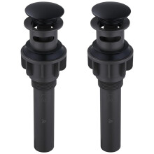 Bathroom Sink Drain with Overflow 2 Pack, Matte Black - Drain Stopper Vanity Sink Clicker Drain Stopper