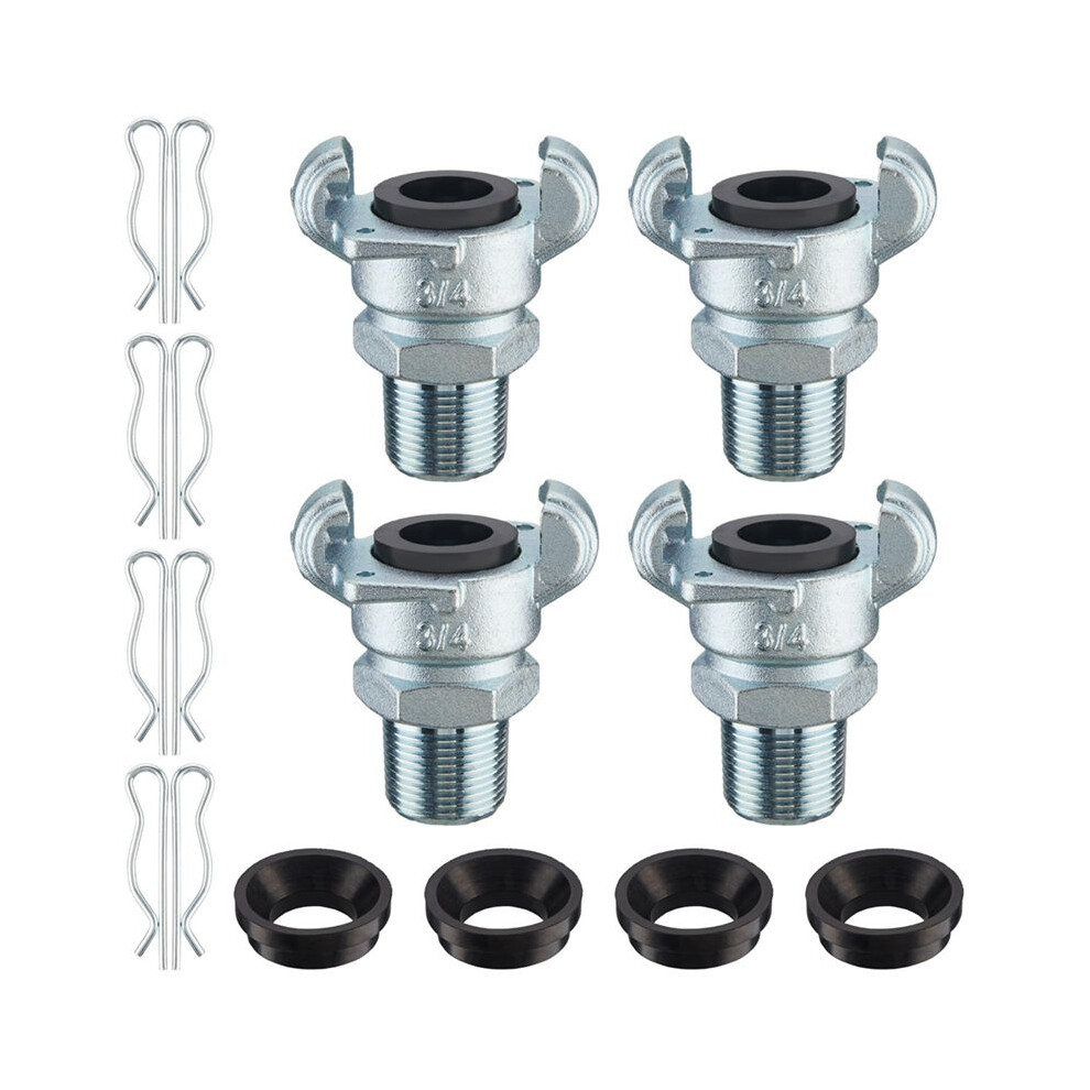 4Sets Npt Air Hose Fitting 2 Lug Universal Coupling Chicago Fitting For Female And Male End (Male End,3/4Inch) 6031070631409