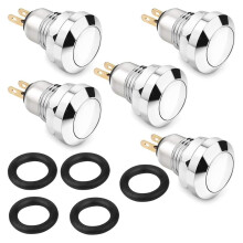 Momentary Push Button  Waterproof Silver Dot 8mm  Round DC36V/2A Self Reset for Power Start Doorbell