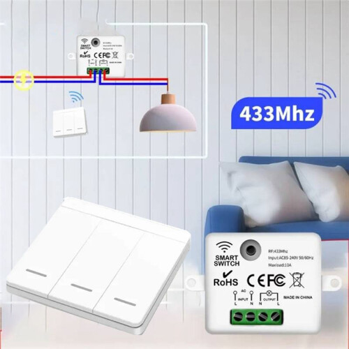 433Mhz  Wireless  RF Self-Powered Push Button Wall Panels Remote Controller Light  Wall 1